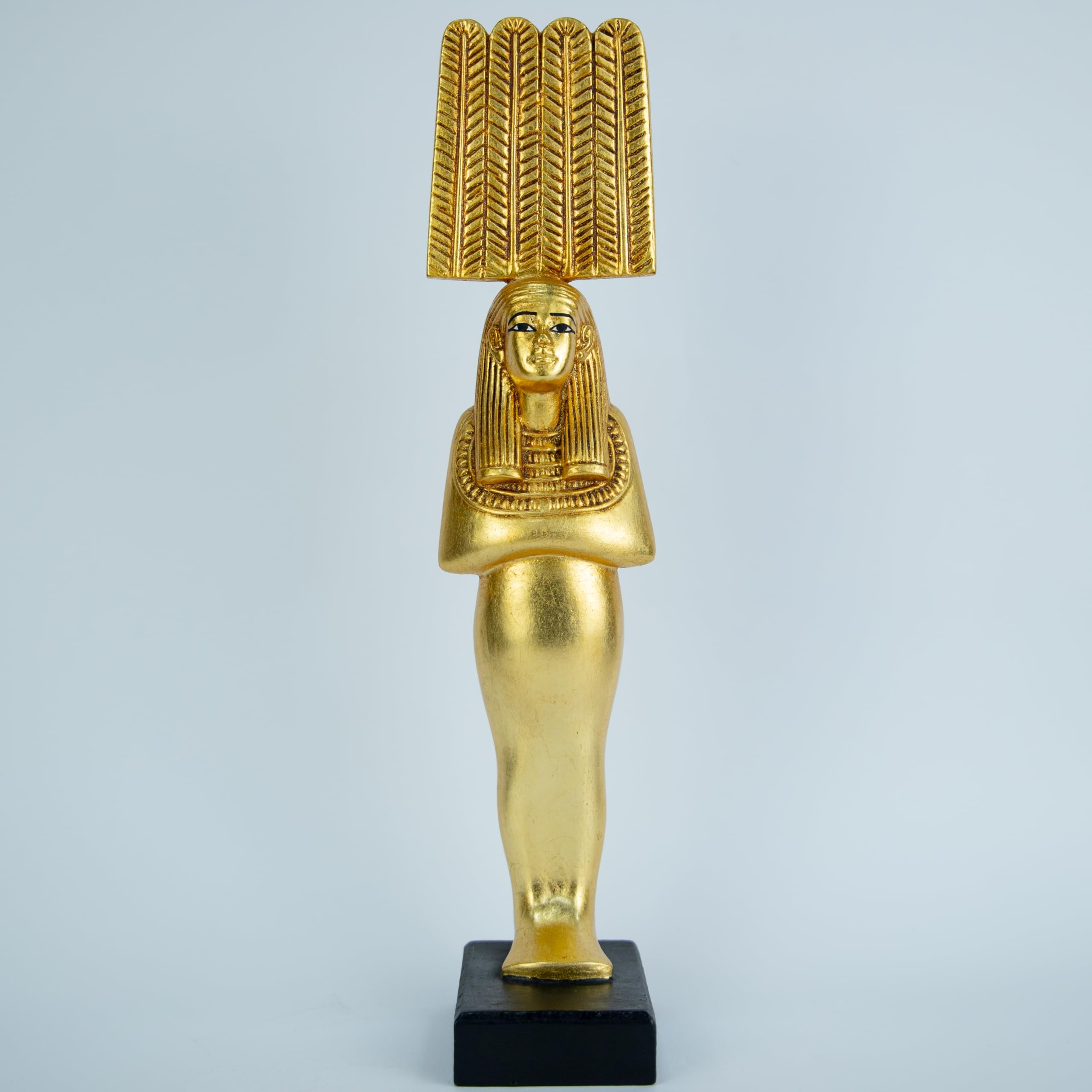 KonouzMerit Amun Statue, Masterfully Handcrafted Elegance, Gold, Polyester, Quintessence of Wellbeing, Majestic Centerpiece for Shelf & Desk