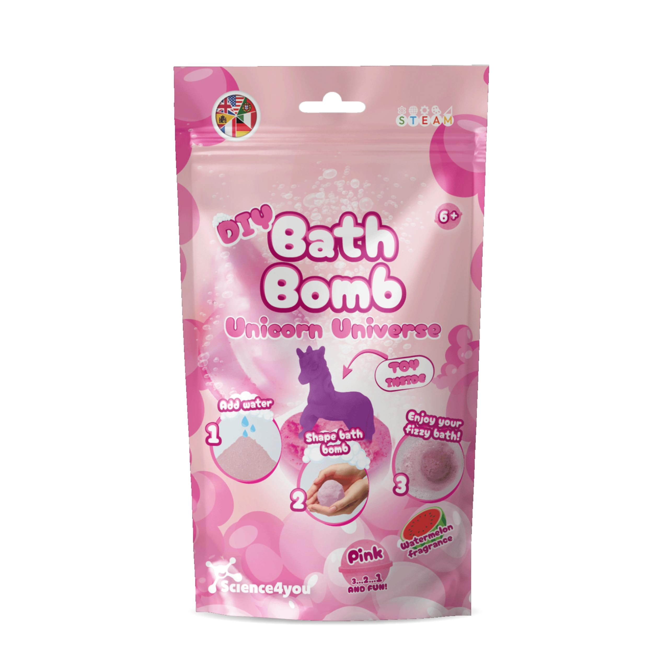 Science4you Bath Bombs Pink Bag for Kids +6 – Bath Bombs Making Kit, Unicorn Educative Science Kits, Cosmetic Experiment, Stem Toys, Cosmetic Gift to Birthday, Christmas for Girls & Boys Age 6 7 8+