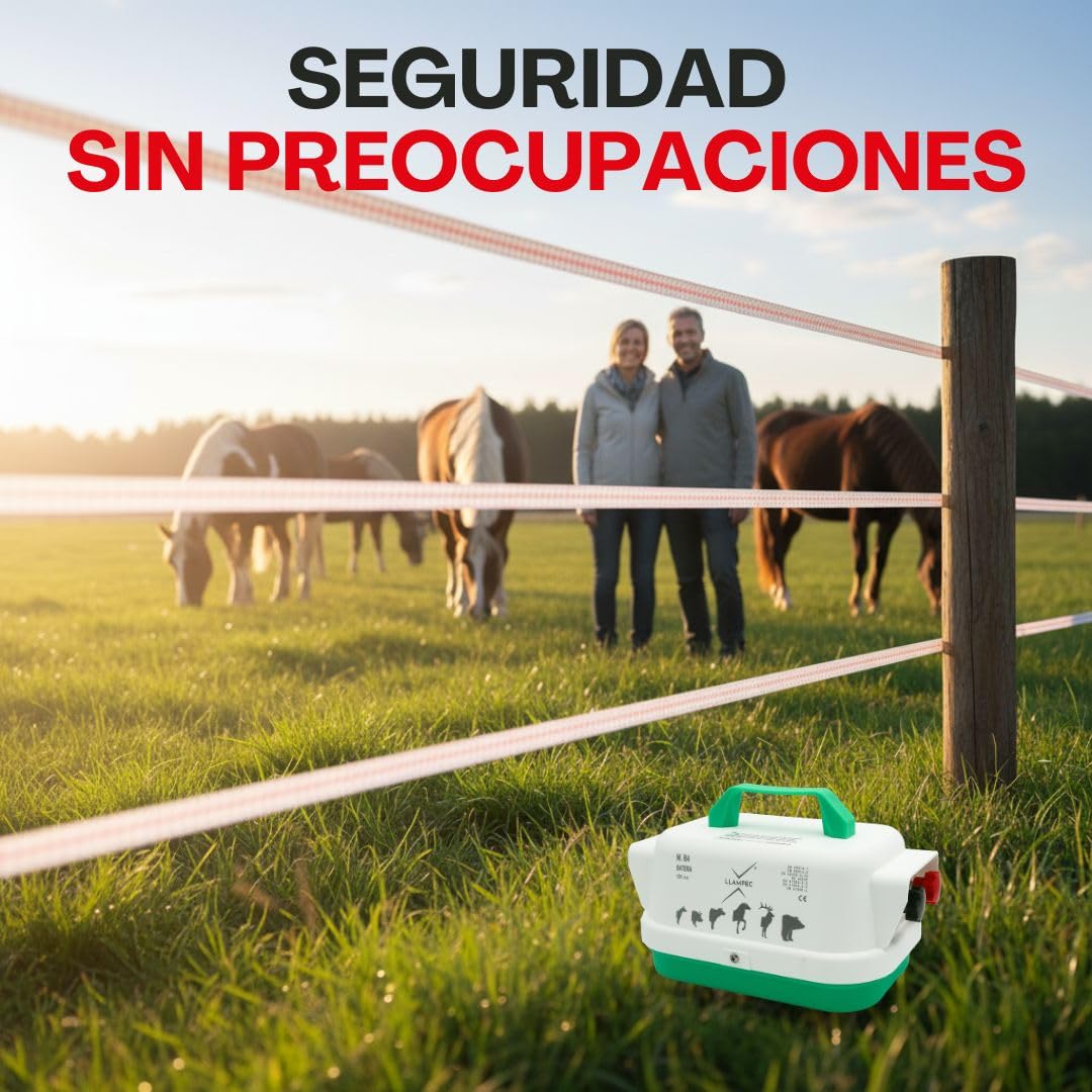 Llampec Pastor Eléctrico Mixto B4 – 1,6 J - 9.500 V - 10 km de Alcance – Cerca eléctrica Para Perros, Caballos, Cerdos y Vacas – Compatible Red 230 V – Batería 12V no incluida - Fabricado en España