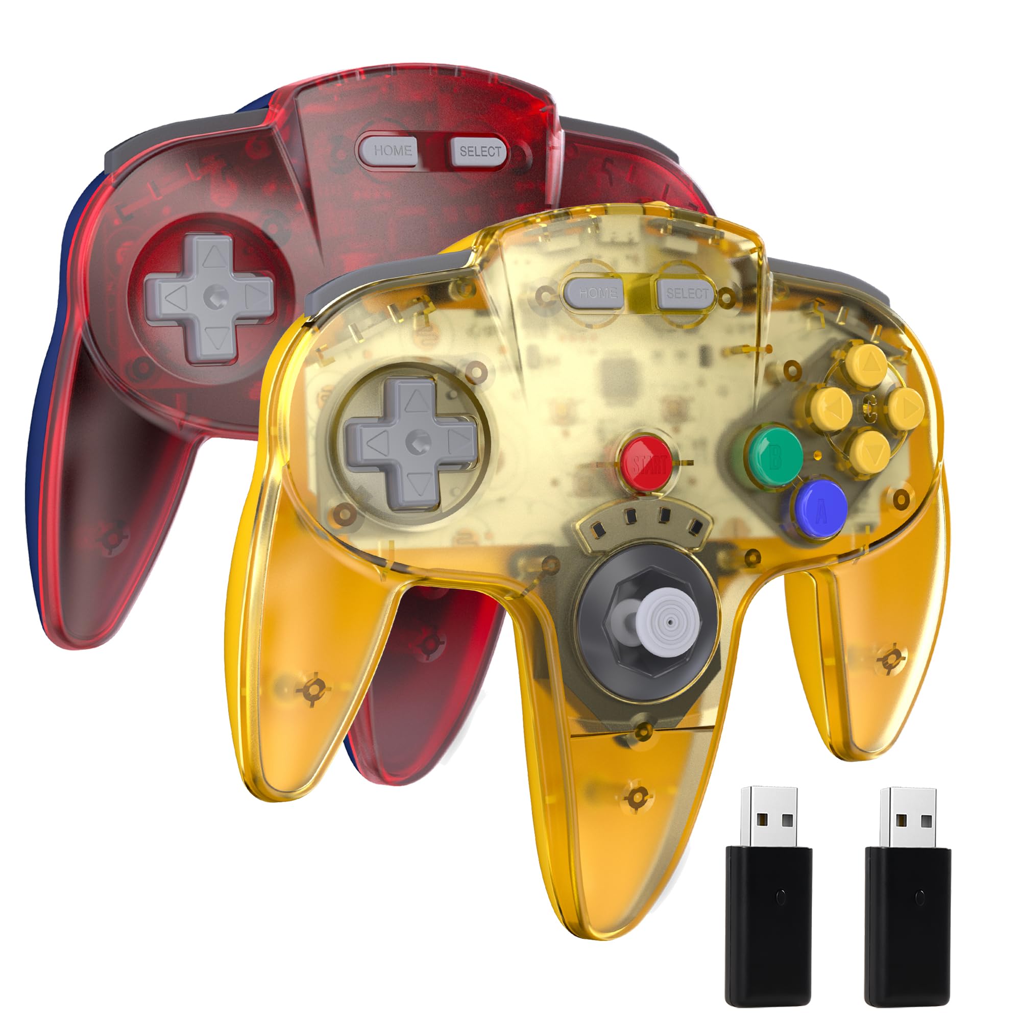 miadore 2 PCS Controller wireless N64 per Switch 1 2/OLED/lite,Plug & Play | Controller per PC con ricevitore USB a 2,4 GHz,Plug & Play,vibrazione integrata,compatibile con PC,Mac OS,Raspberry Pi,Linux
