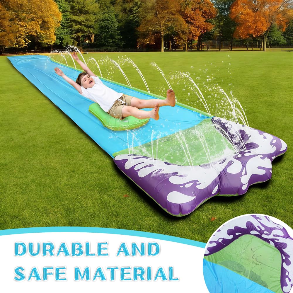 Toboggan Aquatique, 480 x 70 cm Ventre Glisse avec Boogie, Ventriglisse Enfant avec Pièces de Rechange, pour Jeux d'eau en Extérieur, Fête D'été, Jardin Pelouse (Bleu)