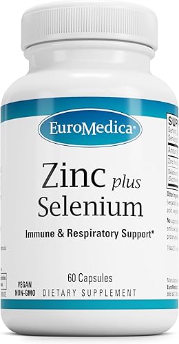 EuroMedica Zinc Plus Selenio - Suplemento de apoyo a la salud inmune y respiratoria - Suplemento mineral con quelato de bisglicinato de zinc -