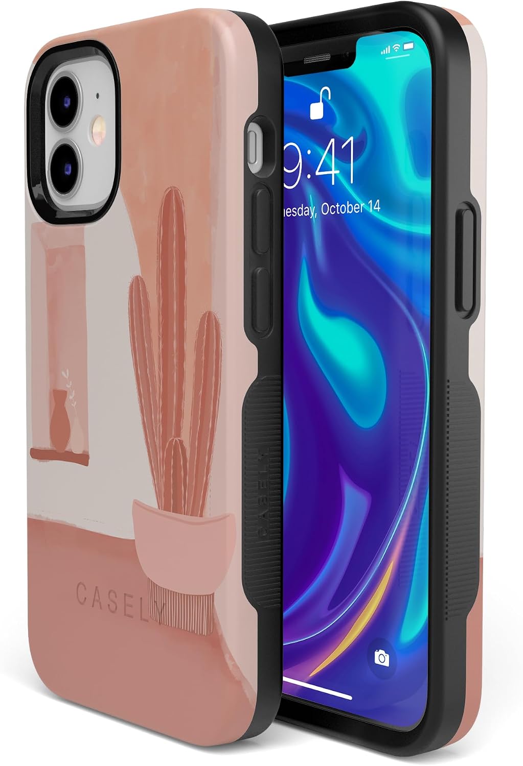 Casely iPhone 12 Mini Case | Desert Daze | Peachy Cactus | Bold Protective Design