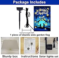 Vista 3 de Nativity - Bandera de jardín iluminada de Navidad, bandera religiosa de arpillera LED solar para patio – Cartel rústico de noche santa