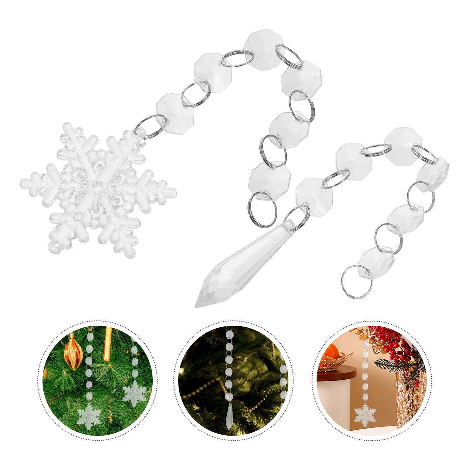 SHINEOFI 60 Stück Acryl Schneeflocken Hängeornamente für Winterfest und | Eiszapfenform, Transparentes Acryl, Leicht und Wiederverwendbar, Robust