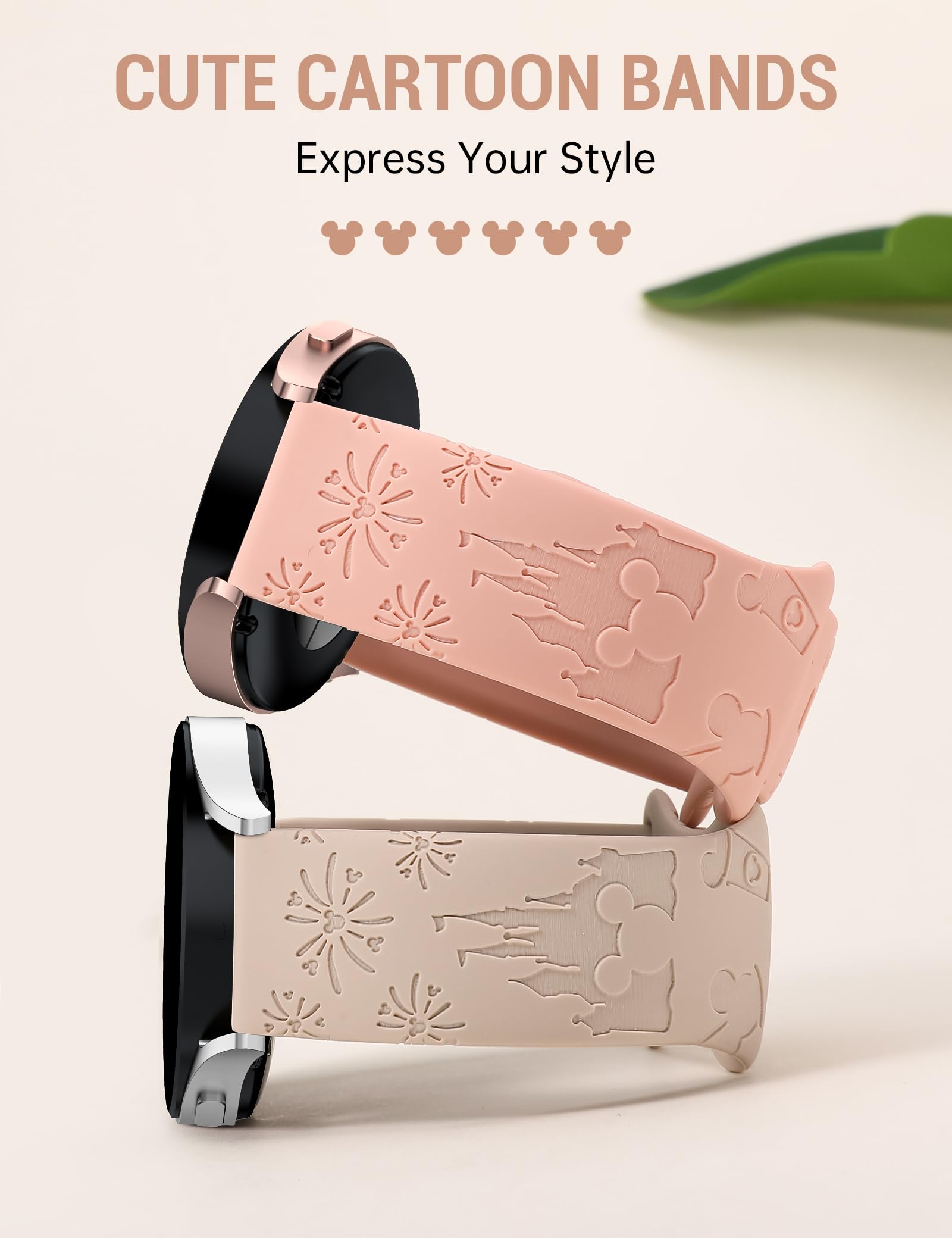 BEEXI 4 Packs Cartoon Engraved Bands Compatible with Samsung Galaxy Watch 6/5/4/Active 2 40mm 44mm/Watch 5 Pro 45mm/Watch 6 Classic/Watch 3 41mm Women, 20mm Cute Anime Designer Soft Silicone Strap