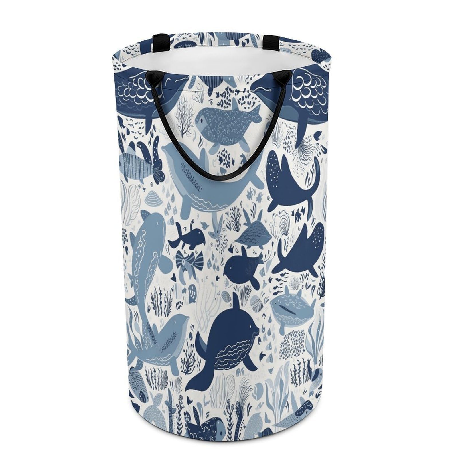 Turtle Octopus Pattern Ocean Theme Laundry Hamper Large Collapsible Laundry Basket with Handles Waterproof Clothes Hamper Portable Dirty Clothes Basket for Bedroom Laundry Room Closet Bathroom