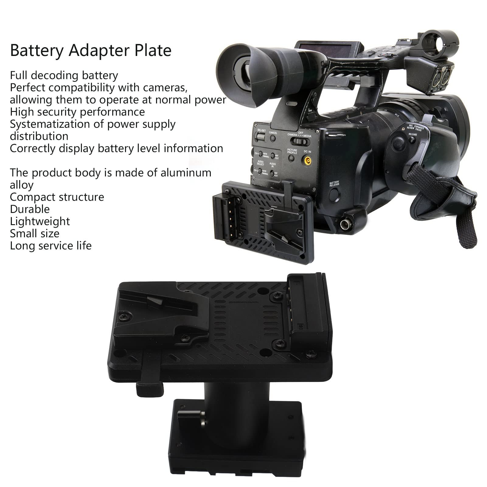 WA 075 3 Płyta Adaptera Baterii V-mount Rozdzielacz Zasilania dla BP U30 BP U90 Chowany Akcesorium do Aparatu ze Stopu Aluminium