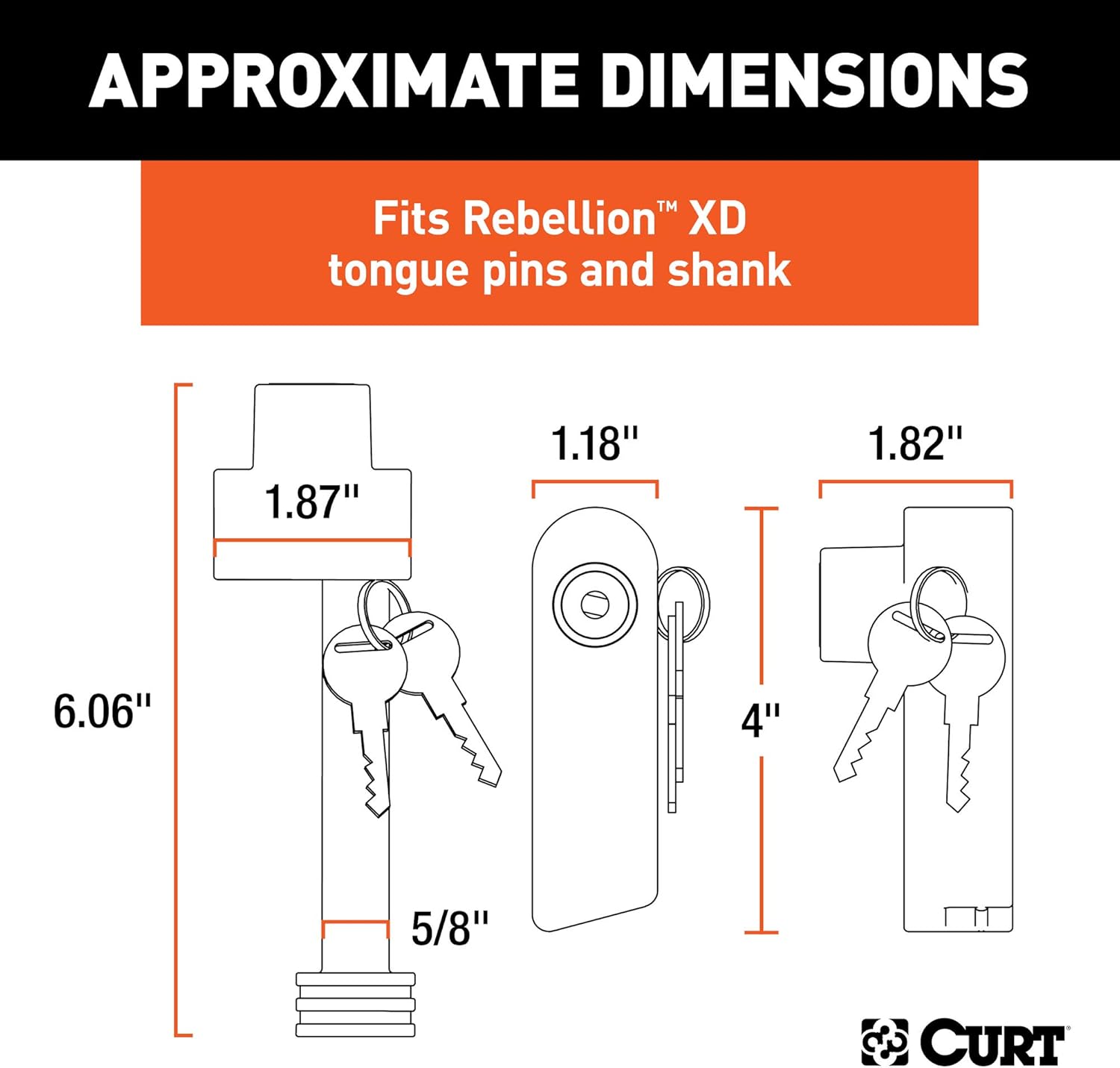 CURT 45932 Rebellion XD Tongue and Hitch Lock Set, 2 or 2-1/2-Inch Receiver : Automotive