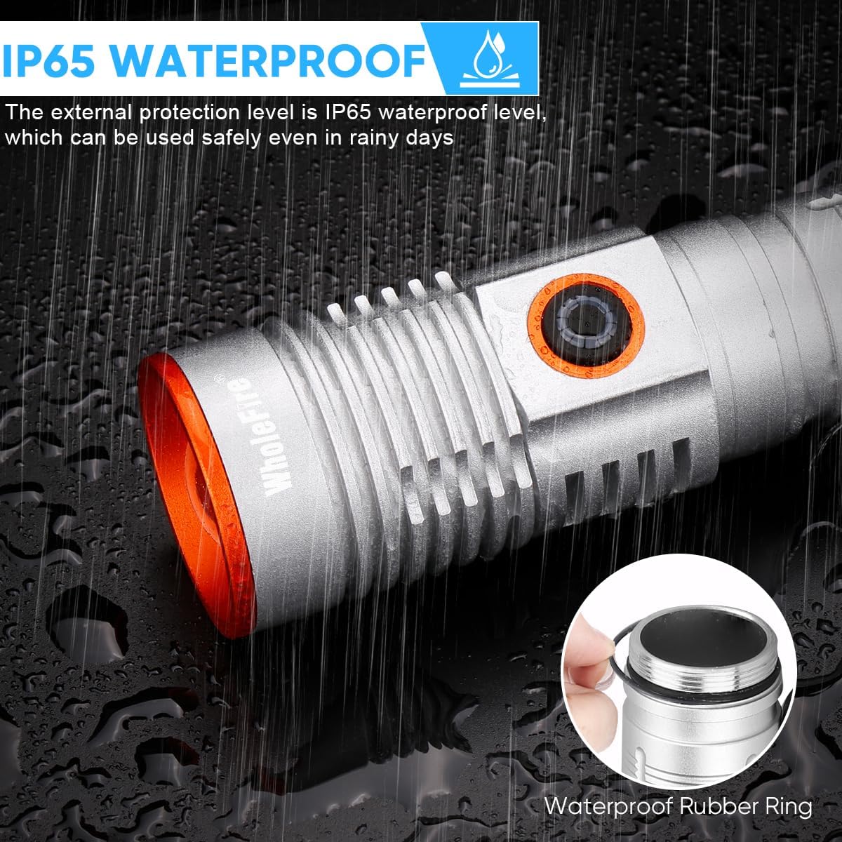 WholeFire WF1562 LED Torch IP65 Waterproof Rating