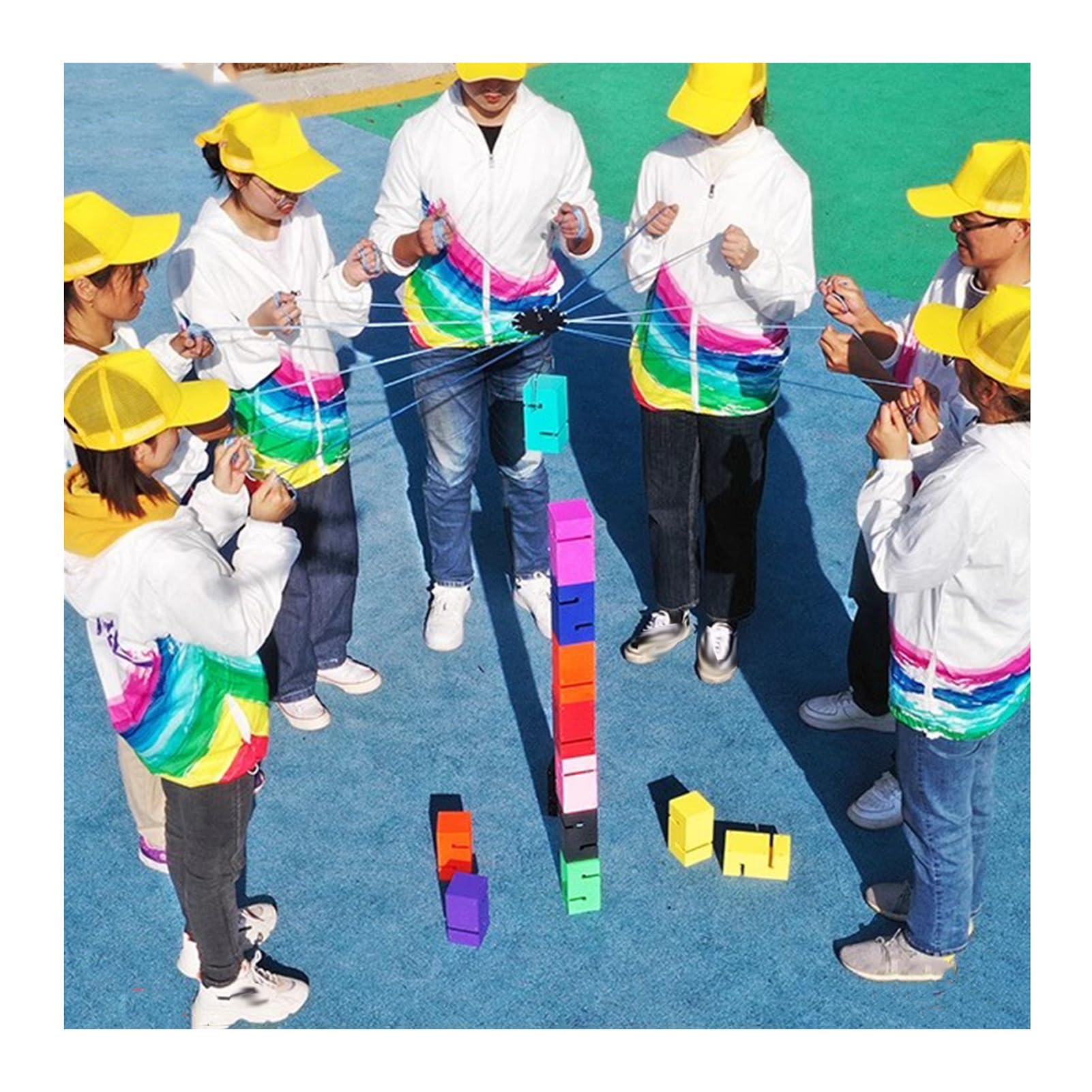 Gra Team Buildingowa Field Day – Klocki, Solidna Wieża Do Układania Materiałów Abs, Rozwijająca Umiejętności Komunikacyjne W Kierowaniu Grupą,Red-8PCS