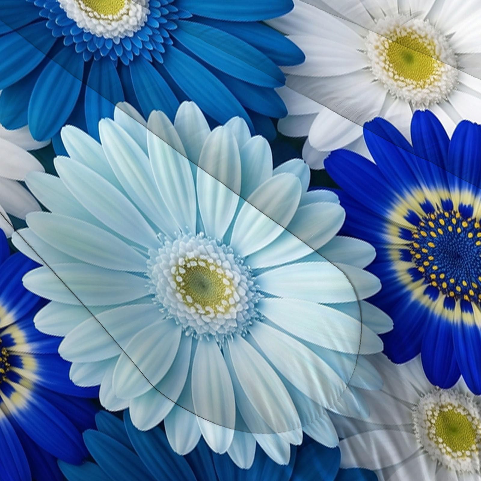 Trapunta Invernale Letto Matrimoniale 240X220 Cm Fantasia Floreale Sfumata Realistica Gerbera Naturale, Piumino Reversibile In Morbida Traspirante Microfibra, Piumone Lavabile Blu
