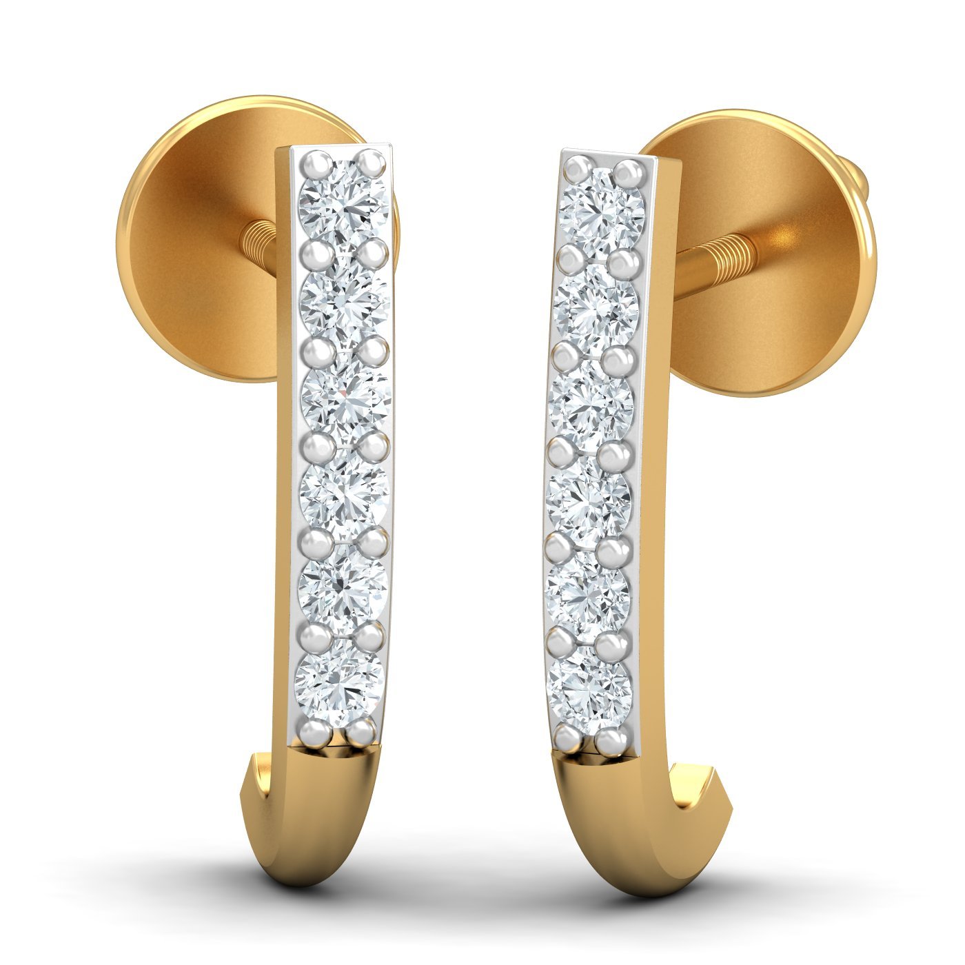kuberbox 14KT Yellow Gold Diamond Sassy J Half Hoop Earrings for Women-picture-28