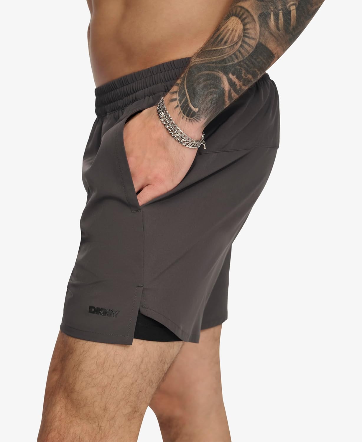 DKNY Mens Stretch Quick Dry Volley UPF 40+ Protection Swim Trunk - Image 3