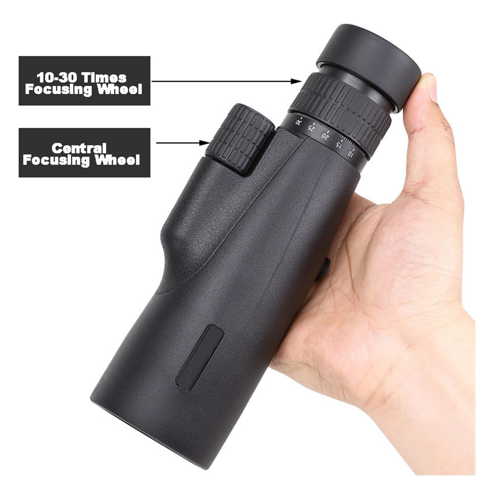 10-30×50 Potente Monoculare BKA4/FCM A Lungo Raggio Tascabile Zoom Telescopio For Caccia Campeggio Turismo Oculare Potente E Ingrandimento(BLACK)