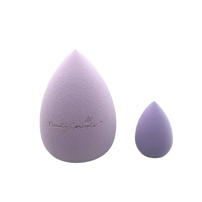 Esponjas de maquiagem Beauty Concepts para base líquida, pó, protetor solar e creme, roxa, conjunto com 2