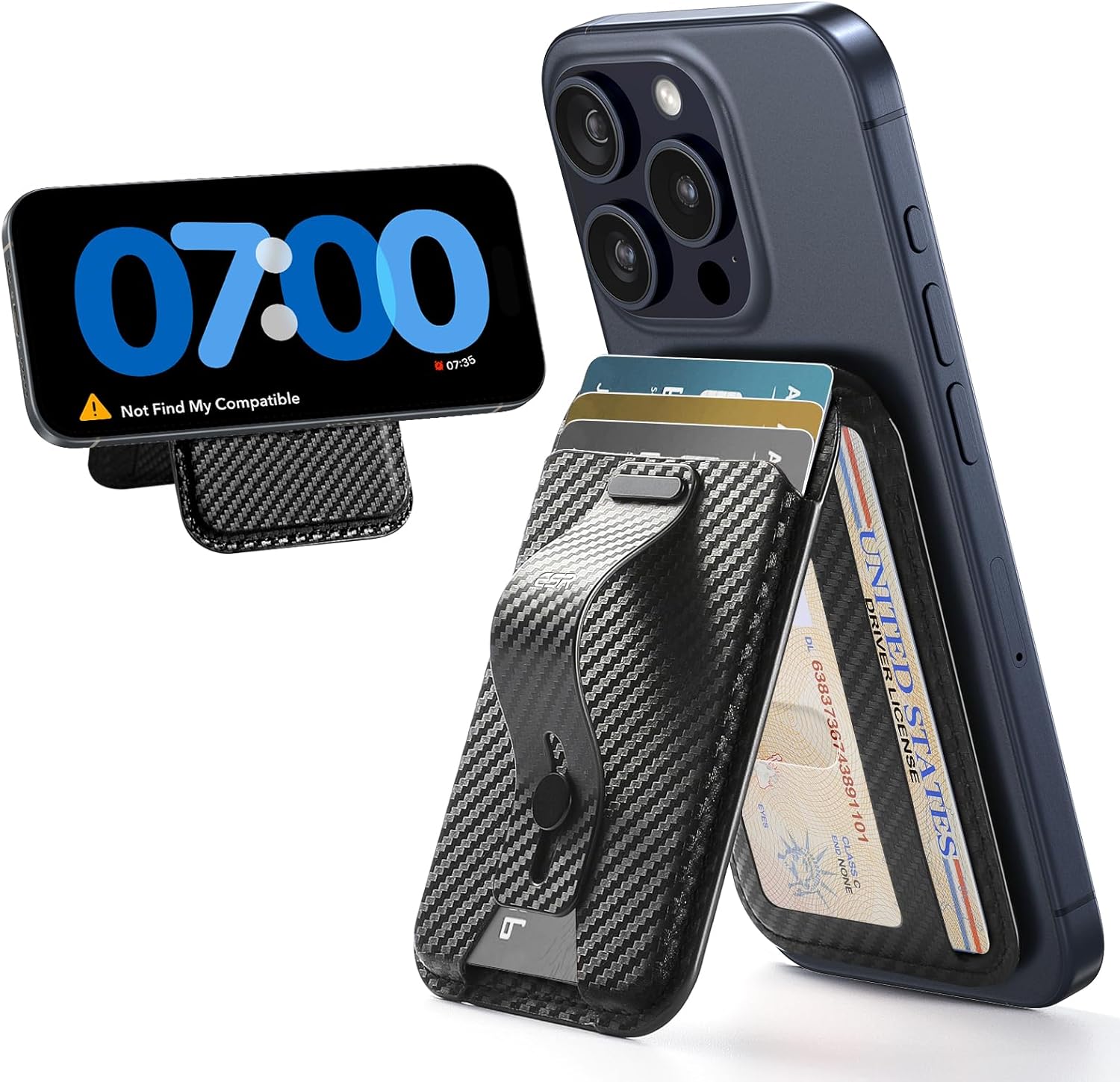 ESR Upgraded for MagSafe Wallet, 5 Card Holder with Adjustable Stand, Secure Grip Finger Loop, Magnetic Wallet for iPhone 17/16/15/14/13/12, Not for Mini, Not Find My Compatible, Black Carbon Fiber ESR Upgraded for MagSafe Wallet, 5 Card Holder with Adjustable Stand, Secure Grip Finger Loop, Magnetic Wallet for iPhone 17/16/15/14/13/12, Not for Mini, Not Find My Compatible, Black Carbon Fiber