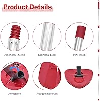 Vista 4 de Mango de trapeador para Ocedar, Mango de trapeador para O Cedar, Palo de repuesto para trapeadores giratorios y base para Ocedar, Mangos