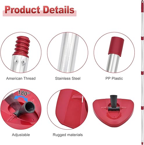 Miniatura 4 de Mango de trapeador para Ocedar, mango de fregona para O Cedar, palo de repuesto y base para Ocedar, asas de trapeadores de 4 secciones y base para O