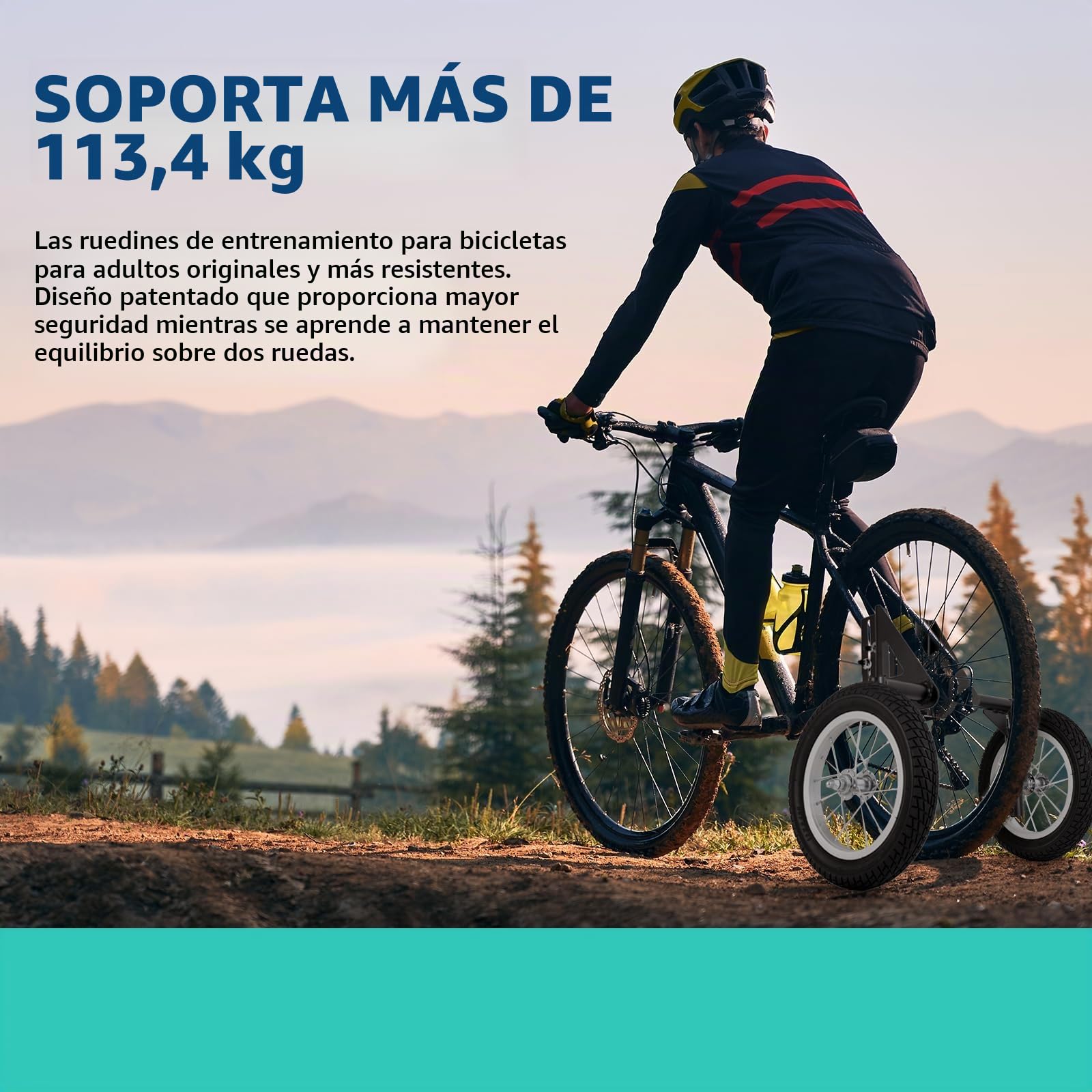 MOSHAY - Ruedas de entrenamiento estabilizadoras ajustables para bicicleta de adulto de aleación de aluminio, se adapta a 24 a 29 pulgadas - (24-29)