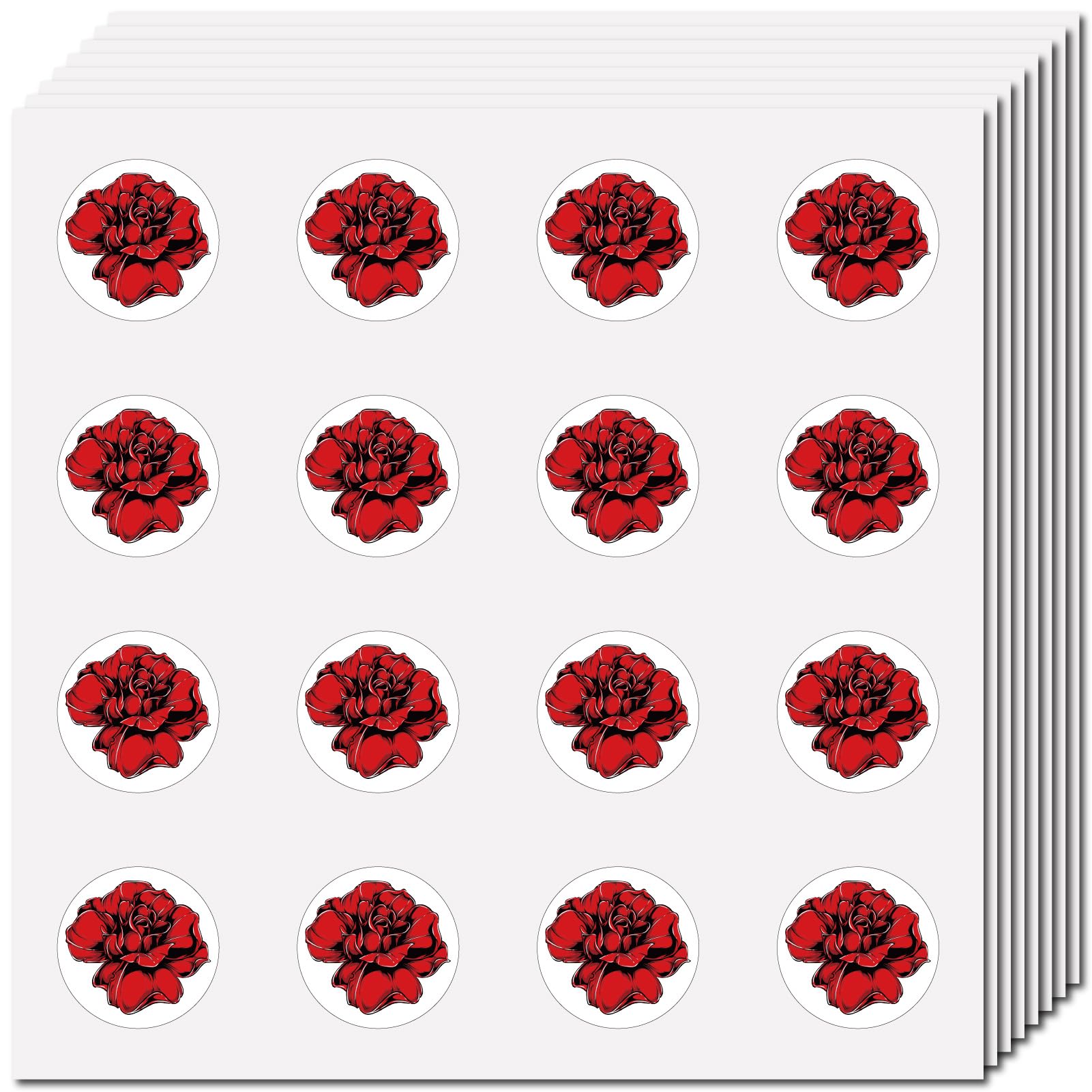 CREATCABIN 128 Unids Pegatinas Rosas Calcomanía Flores Etiqueta Autoadhesiva Pequeño Punto Redondo Rojo Pegatinas Dibujos Animados A Granel para Artesanía Estudiantes Planificador Aula 2.5x2.5cm