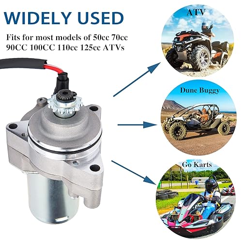 Miniatura 6 de Motor de arranque para 125cc 110cc 50cc 70cc 90cc 100cc TaoTao ATV 3 Bolt Motor de arranque chino de 4 tiempos Quad Wheelers ATV Starter con línea