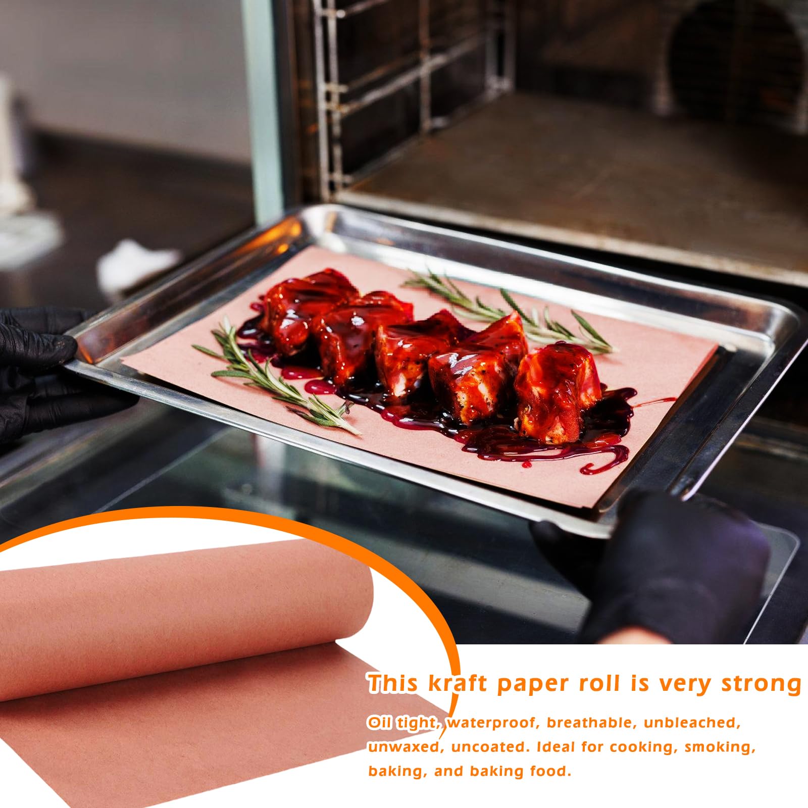 Butcher Paper,30cm*50m Rosa Kraft Butcher,Rotolo Di carta Da Macellaio,Carta kraft,Carta Kraft Per Barbecue Per Affumicare Carne Di Tutte Le Varietà,BBQ Bbq Smoker Grill