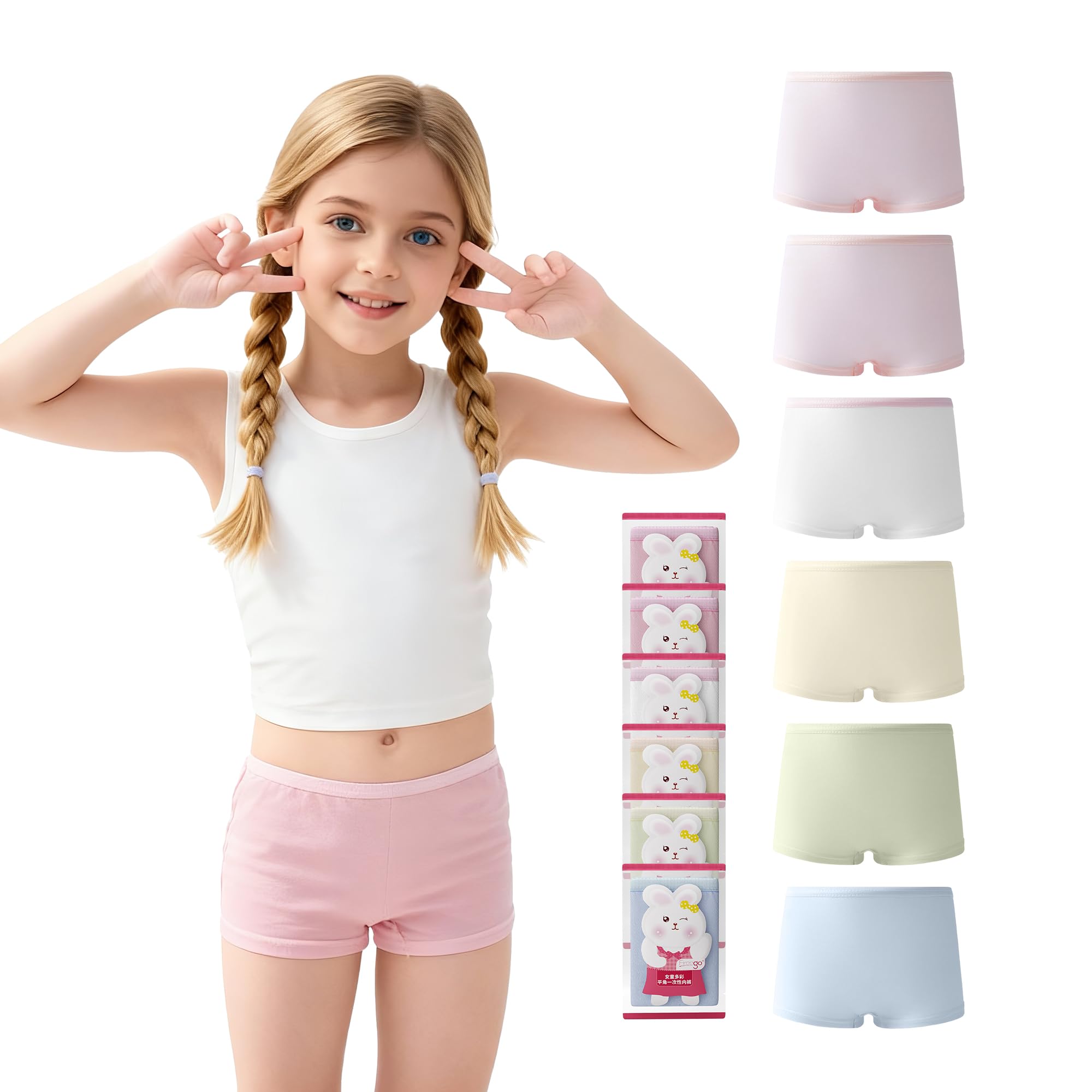 Little Girls 100 Cotton Underwear Toddler Kids Breathable Disposable Panties for Travel School Outdoor Sports Multipack