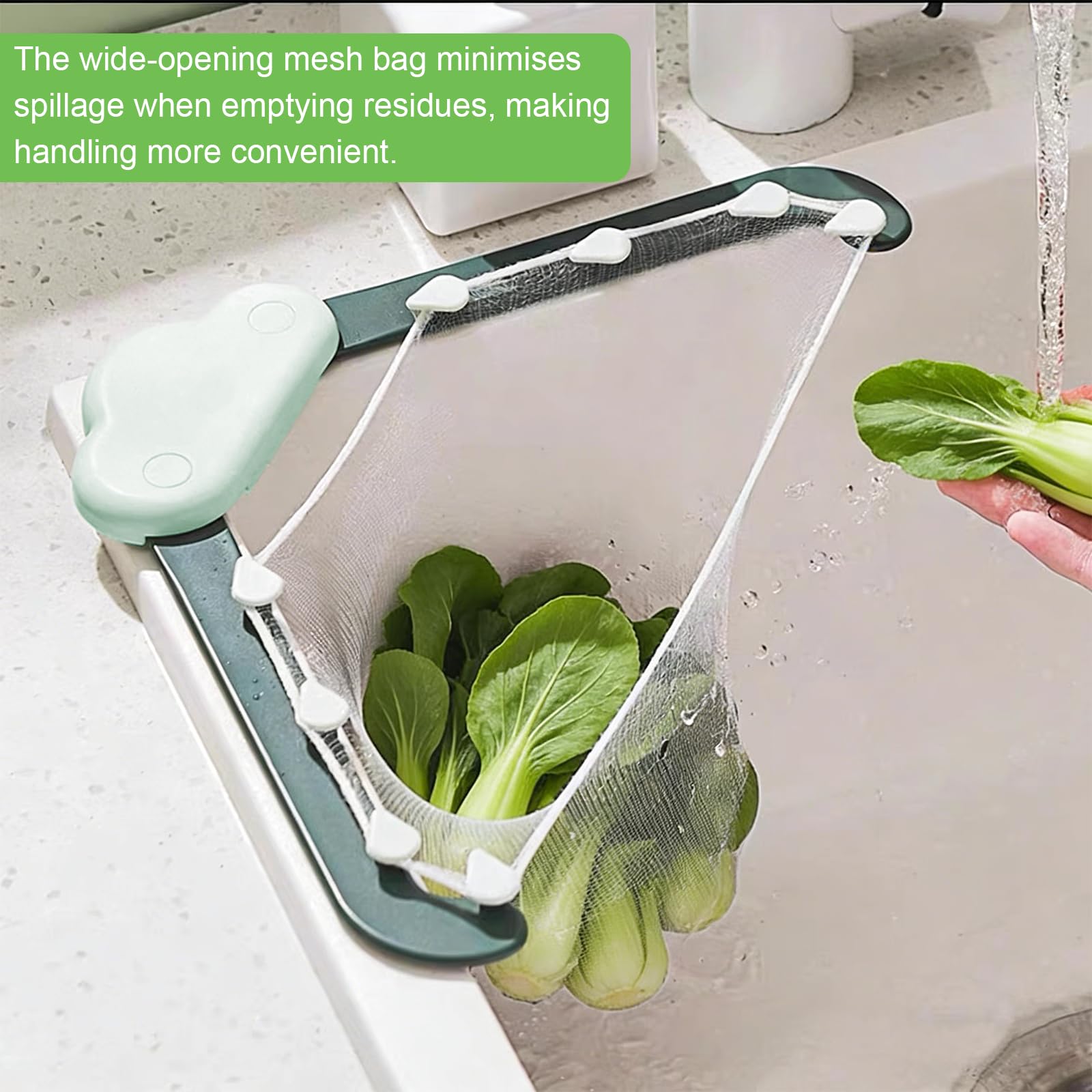 2 Colino per Lavello Cucina con Ventosa, Scolapasta da Lavello con 100 Filtri, Colino 2 in 1 per Lavandino per Lavandino, Verdura, Frutta, Scarti di Cucina, Verde e Arancione
