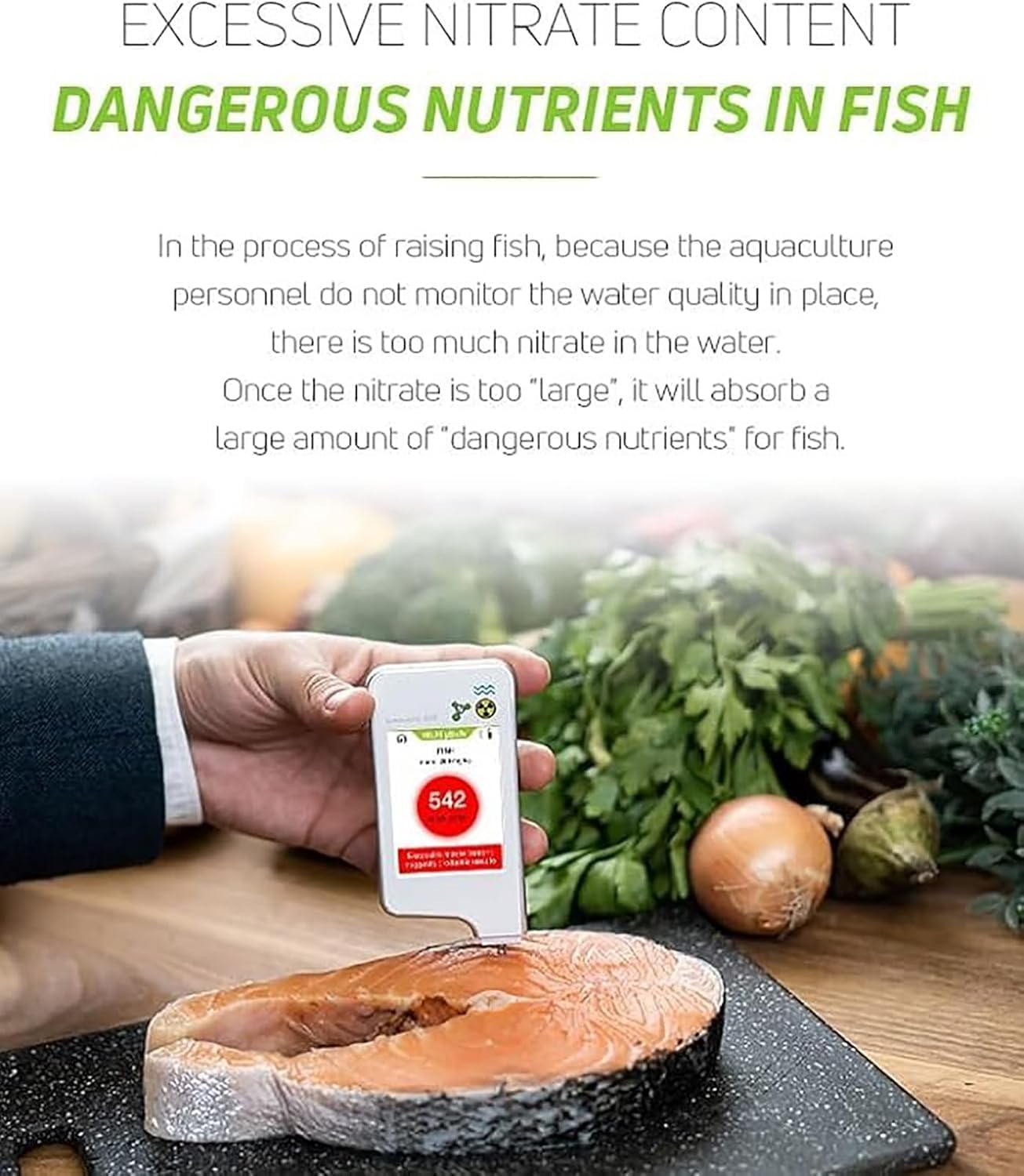 Tester digitale portatile per nitrati alimentari, tester dell'acqua TDS e misuratore di radiazioni, prova frutta, verdura, carne, pesce e qualità dell'acqua