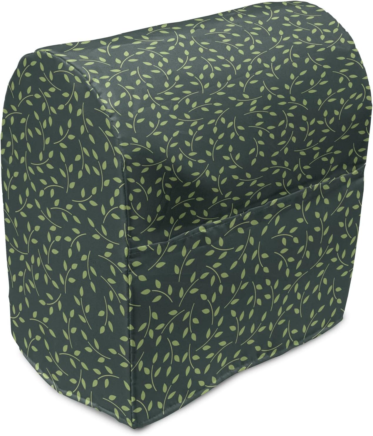Ambesonne Leaves Stand Mixer Cover, Simplistic Layout of Leaves on a Natural Meadow Tone Background, Kitchen Appliance Organizer Bag Cover with a Pocket, 6-8 Quarts, Hunter Green Green