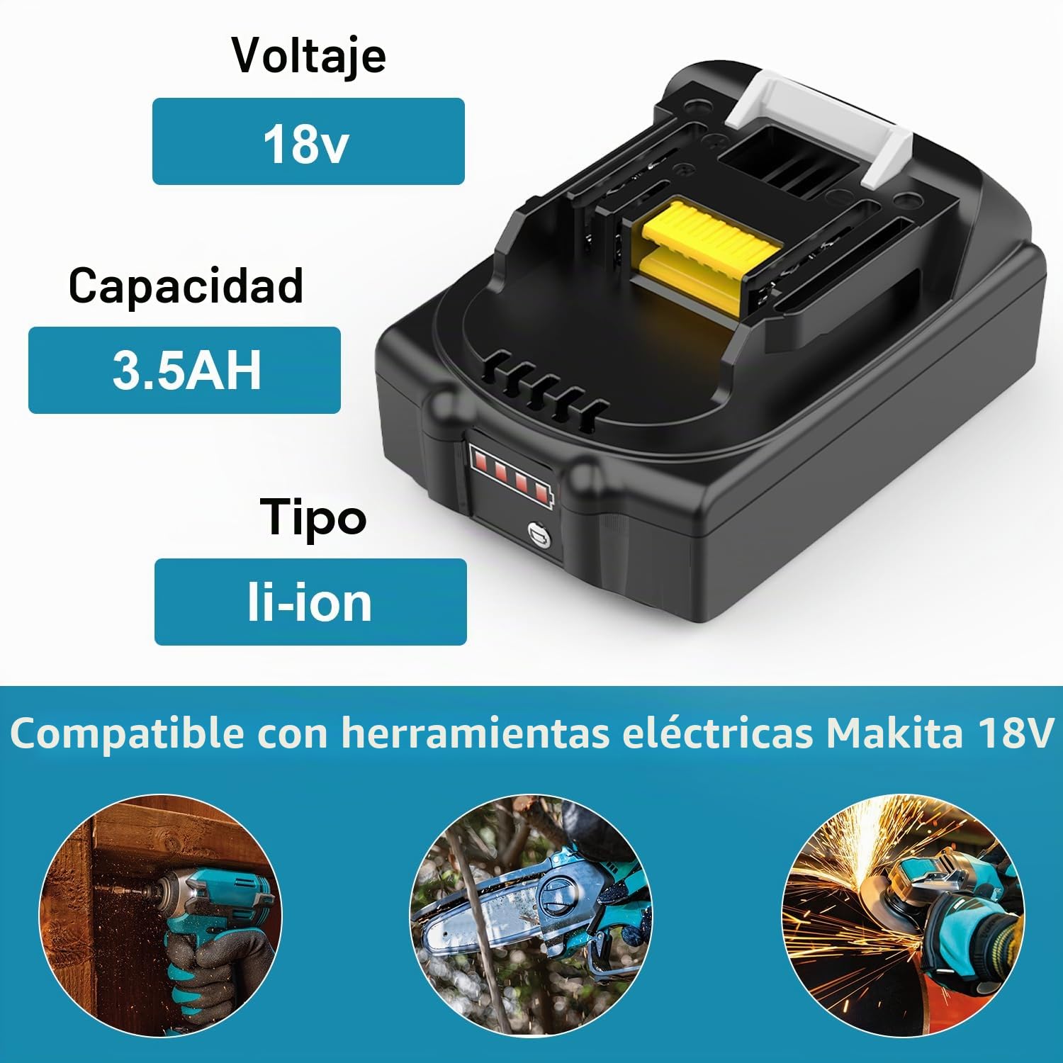Energup 2 Piezas 18V 3500mAh Batería para Makita Batería 18V BL1830 BL1820 BL1815 BL1830B BL1840 BL1850