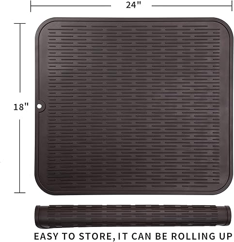 Miniatura 1109 de Tapete de silicona para secado de platos para múltiples usos, fácil de limpiar, ecológico, resistente al calor, tapete de silicona para encimera