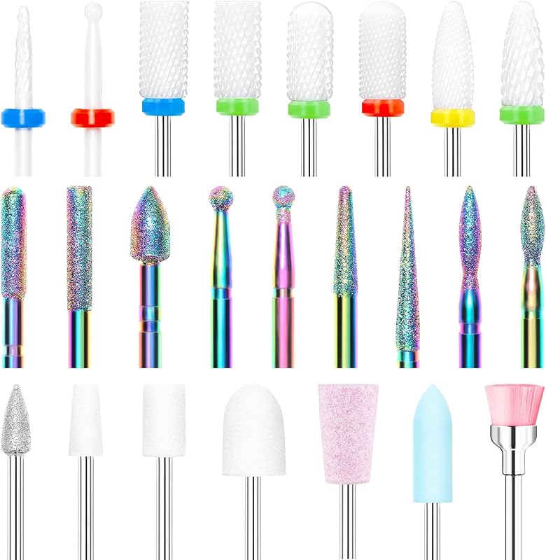 24 brocas para uñas de carburo de diamante de cerámica de 3/32 pulgadas