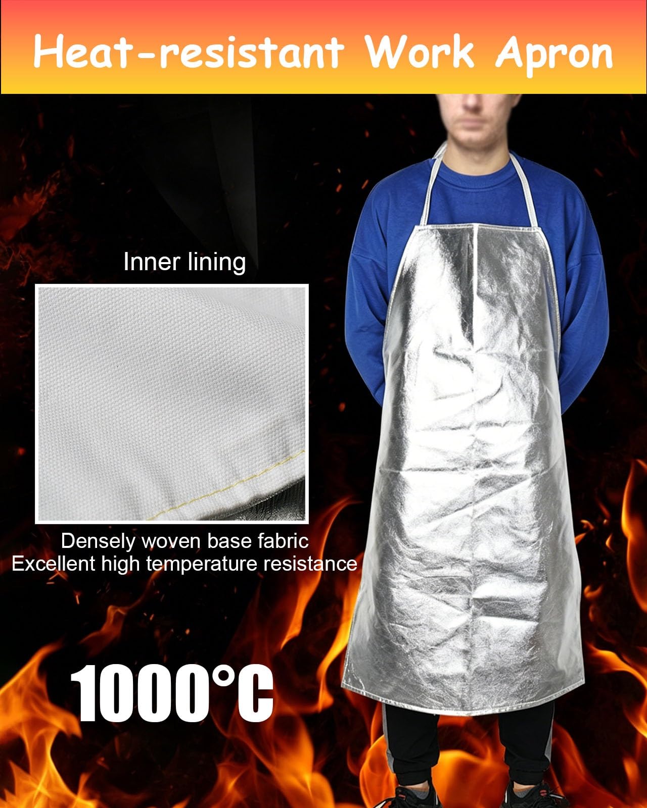 YXXSDP Papel de aluminio Delantal 1 2 5 10 Paquete con cordones, Delantal de papel de aluminio resistente a altas temperaturas, seguridad laboral y ropa protectora