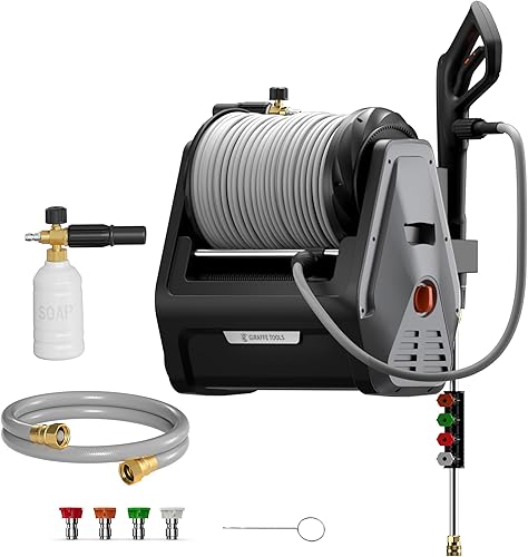 Giraffe Tools Grandfalls - Lavadora a presión retráctil de montaje en pared Plus, máximo 2900 PSI 2.2 GPM, lavadora de energía eléctrica con