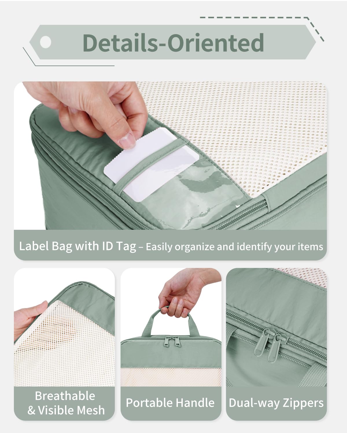 Set De Sacs De Voyage 7 Pièces - Compression Packing Cubes - Organisateur Valise - Beige