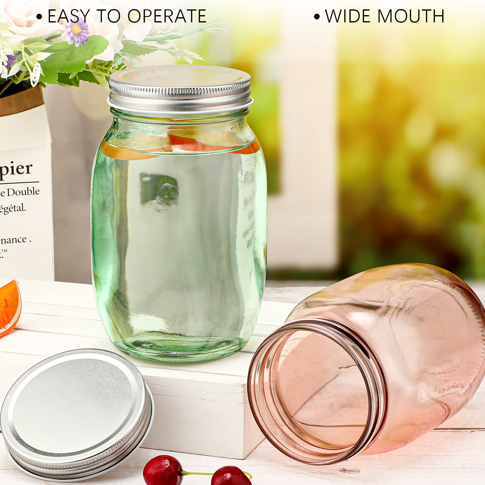 Amazon｜色付きメイソンジャー 6個パック 気密蓋付き 32オンス ボール