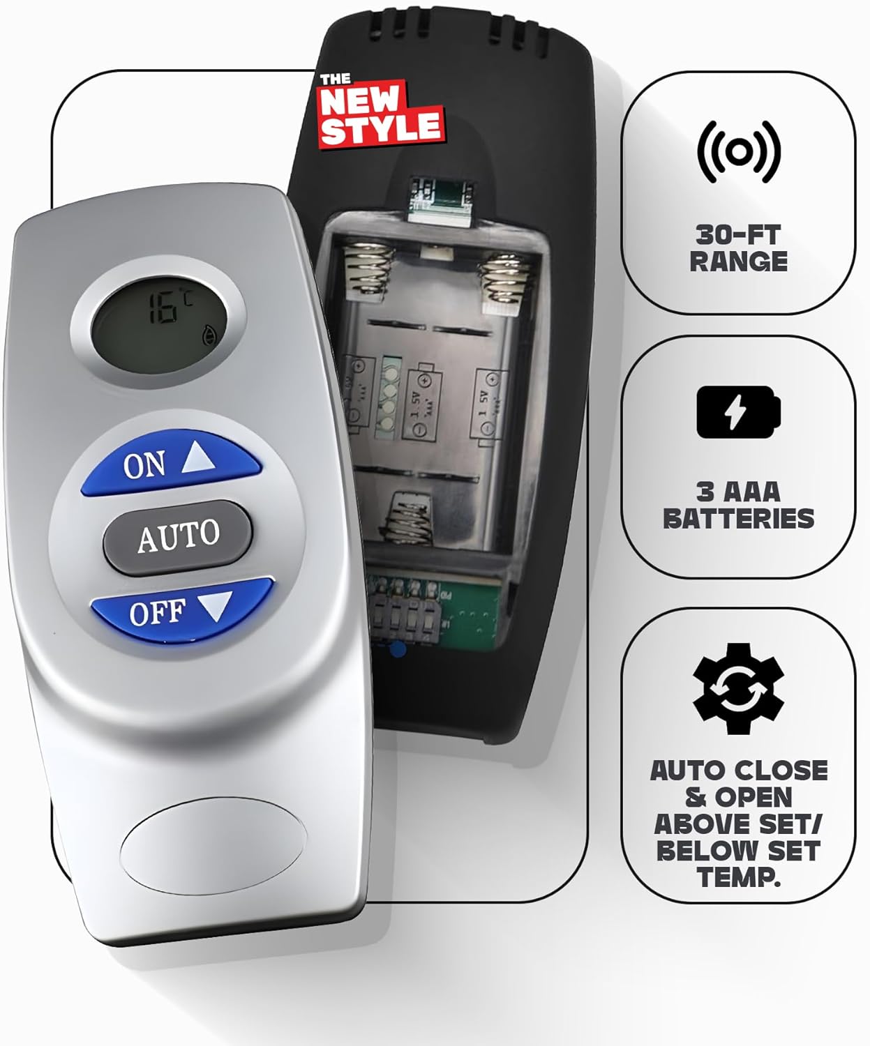 Fireplace Remote Control Kit RCST, On/Off Thermostat LCD Compatible with Ambient, Majestic, Monessen, Vermont Castings Gas Valve Fireplaces and Stoves