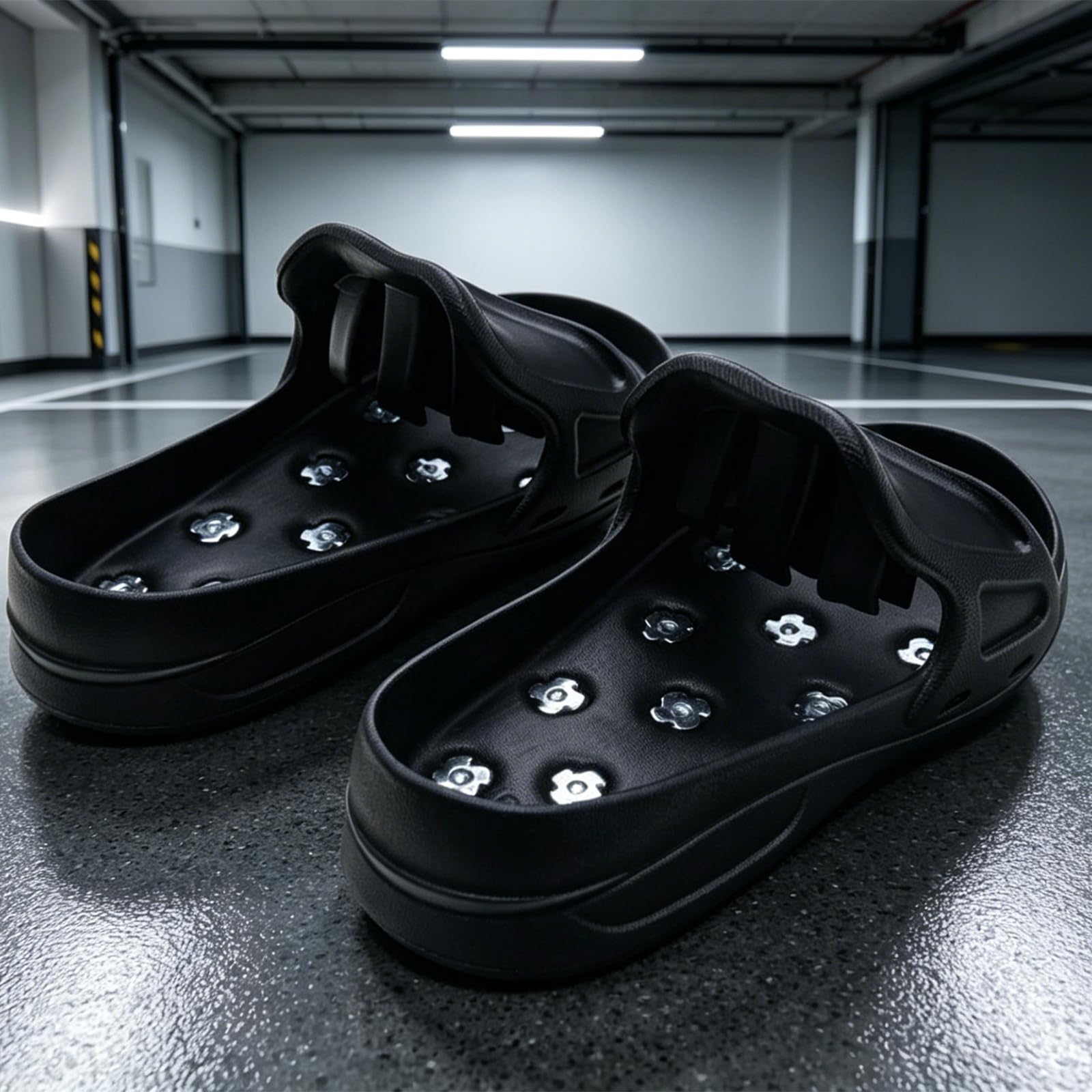 Zapatos de trabajo de nivelación para revestimiento de piso epoxi, cubrezapatos de EVA sin cordones con tracción de tacos de metal para contratistas, revestimiento diario de garaje, accesorio de