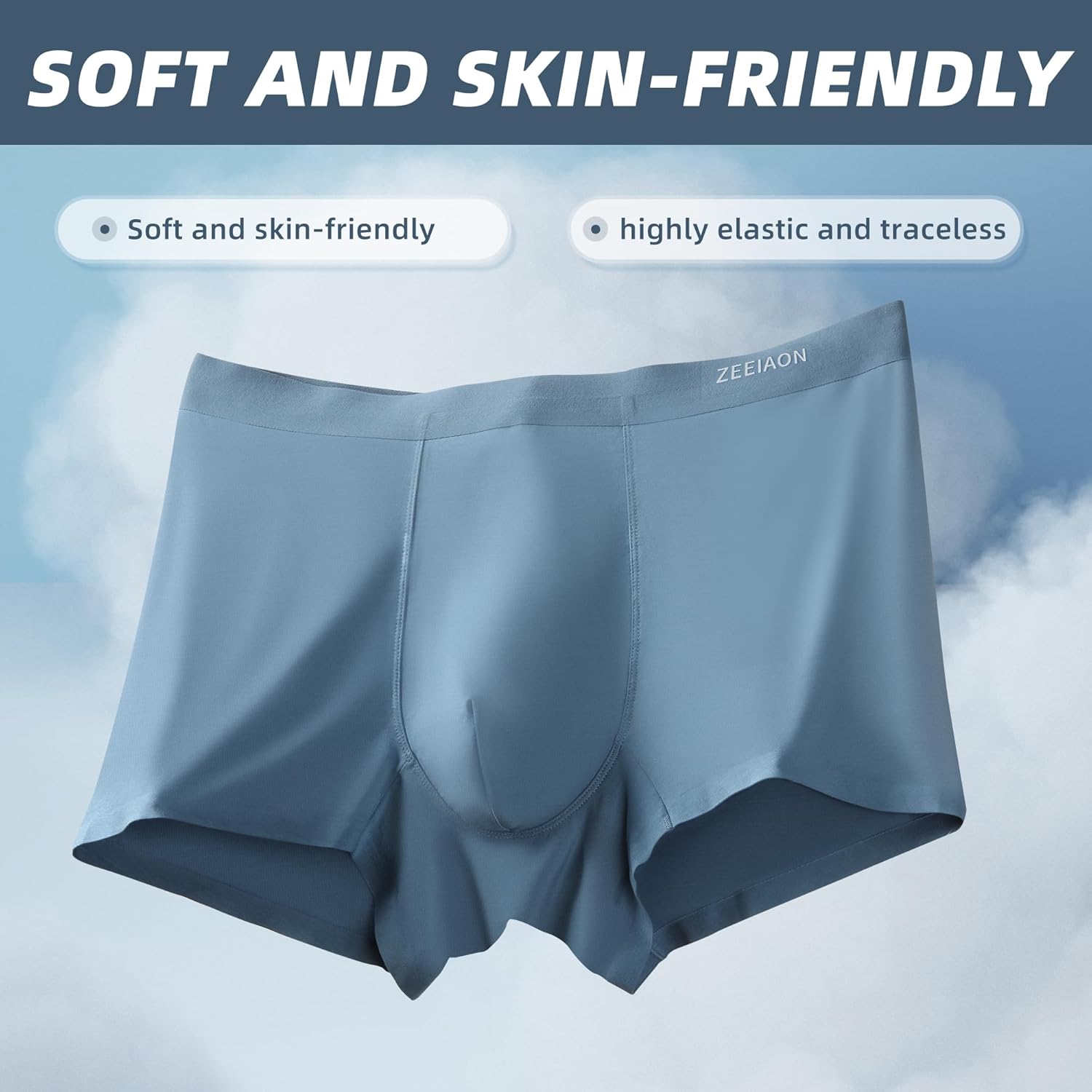 Mens Underwear Boxer Briefs 3-Pack Ice Silk Viscose Comfortable Soft Seamless Trunks Underwear - Image 4