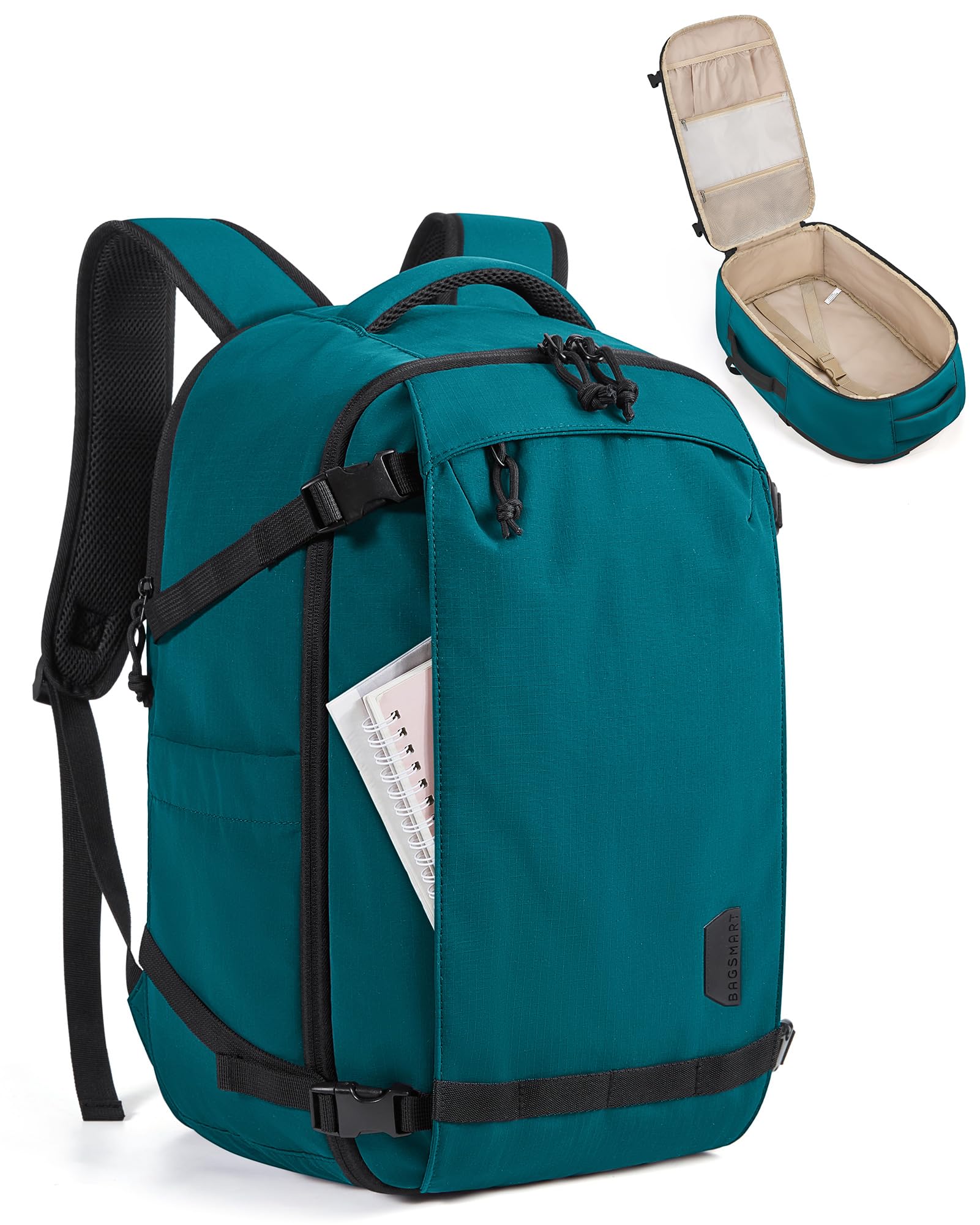 BAGSMART Travel Backpack for Women, 15.6 Inch Carry On Bag, Fresh Ink Green