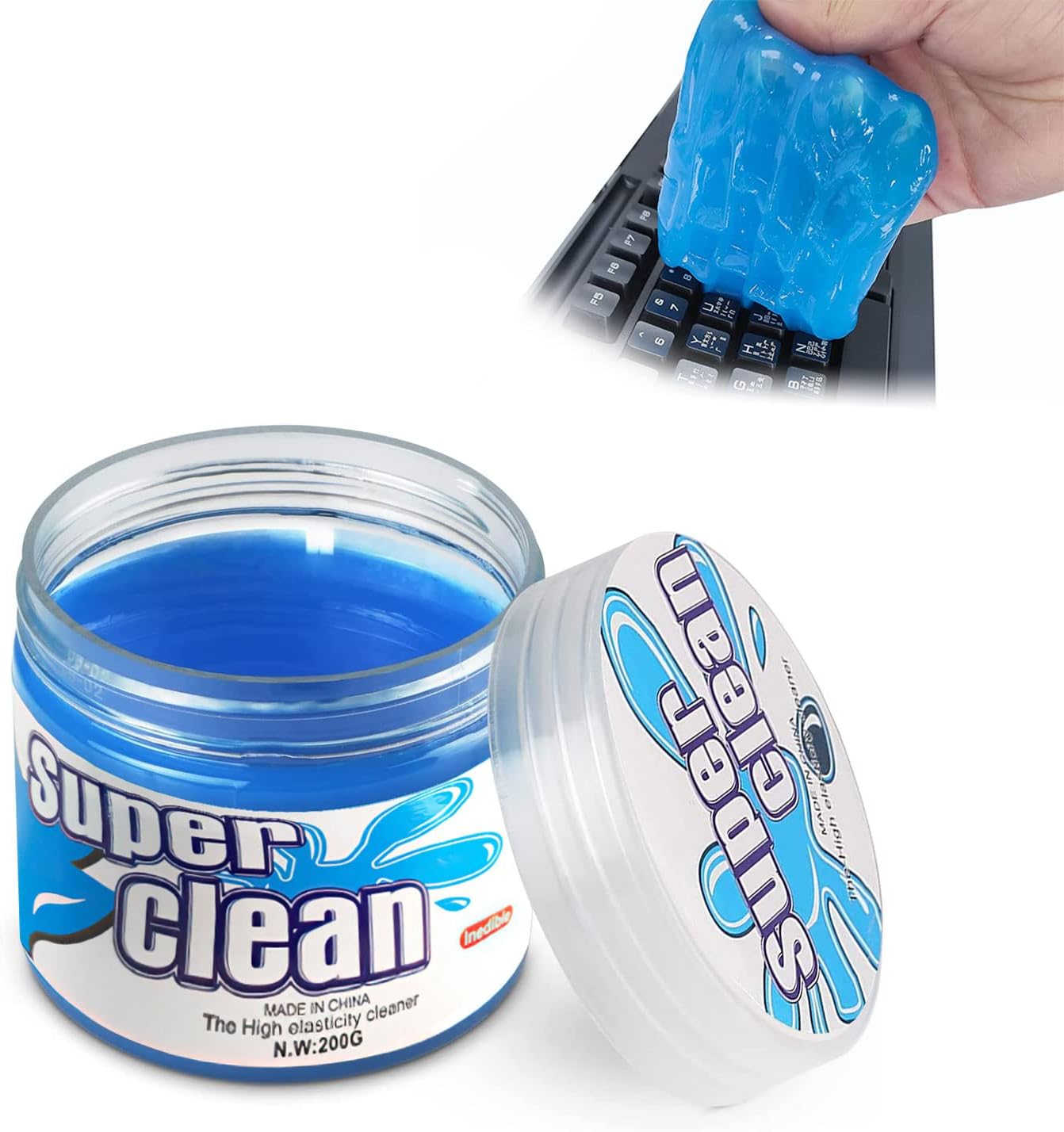 Car Cleaning Gel, 3pcs Car Crevice Cleaner Slime Remove Dust Auto Air Vent Interior Detail Car Universal Cleaning Kit for Car Vents, PC, Laptops, Cameras, Blue(8.5 * 6.2cm)