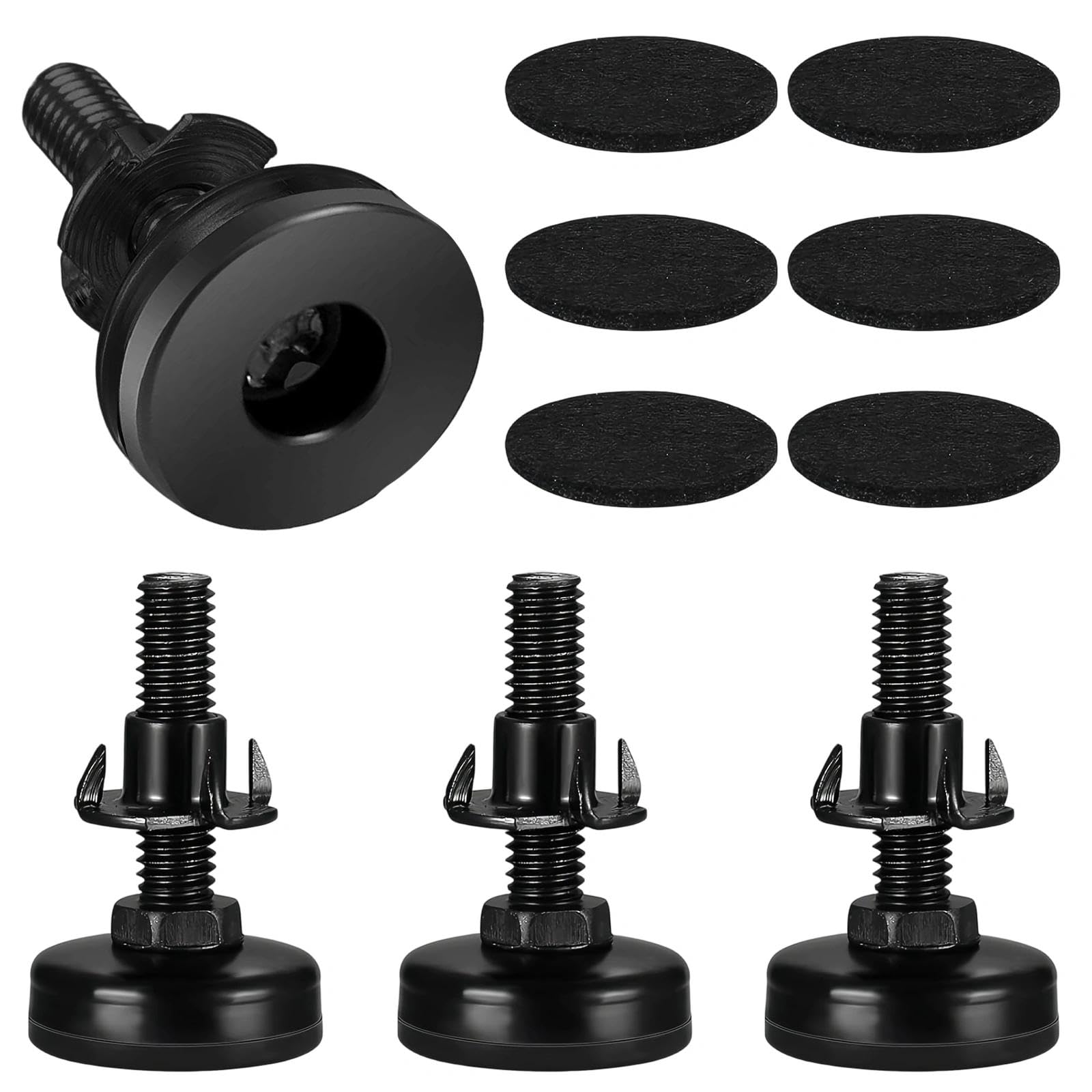 WJUAN Adjustable Furniture Feet M8 × 38mm Black, 4 Pack Levelling Feet — image 1