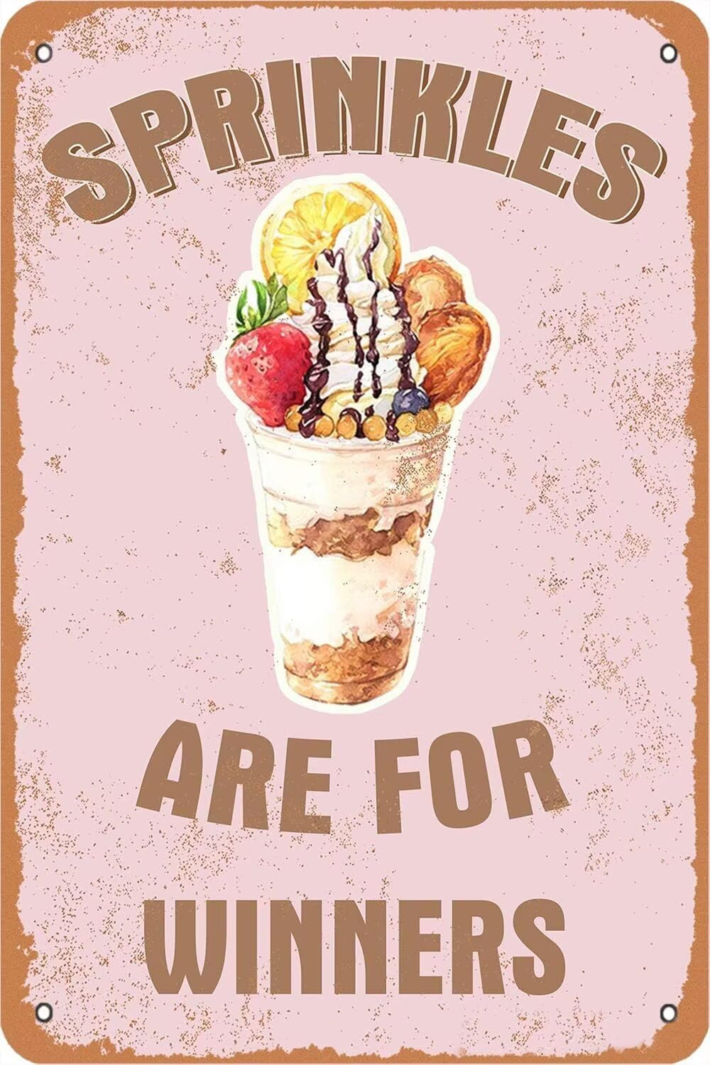 peiyeety Metal Tin Sign Sprinkles Are For Winners Quote Art Vintage Decorative 12x16 Inch Retro Wall Art Plaque For Kitchen Dining Room Home Novelty Wall Decor