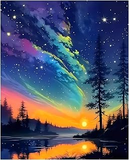 Reivworl Landscape Paint by Numbers Kit for Adults, Aurora Paint by Number for Adults, Adult Paint by Number Kits for Gifts and Home Wall Decor 16x20 Inch