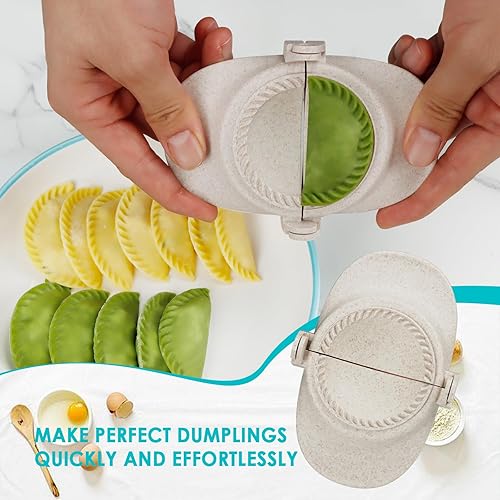 Miniatura 6 de KAYCROWN Empanada Maker - Prensa para hacer albóndigas (L4 pulgadas + M3 pulgadas), molde de bola de masa con cortador de masa y cuchara de relleno,