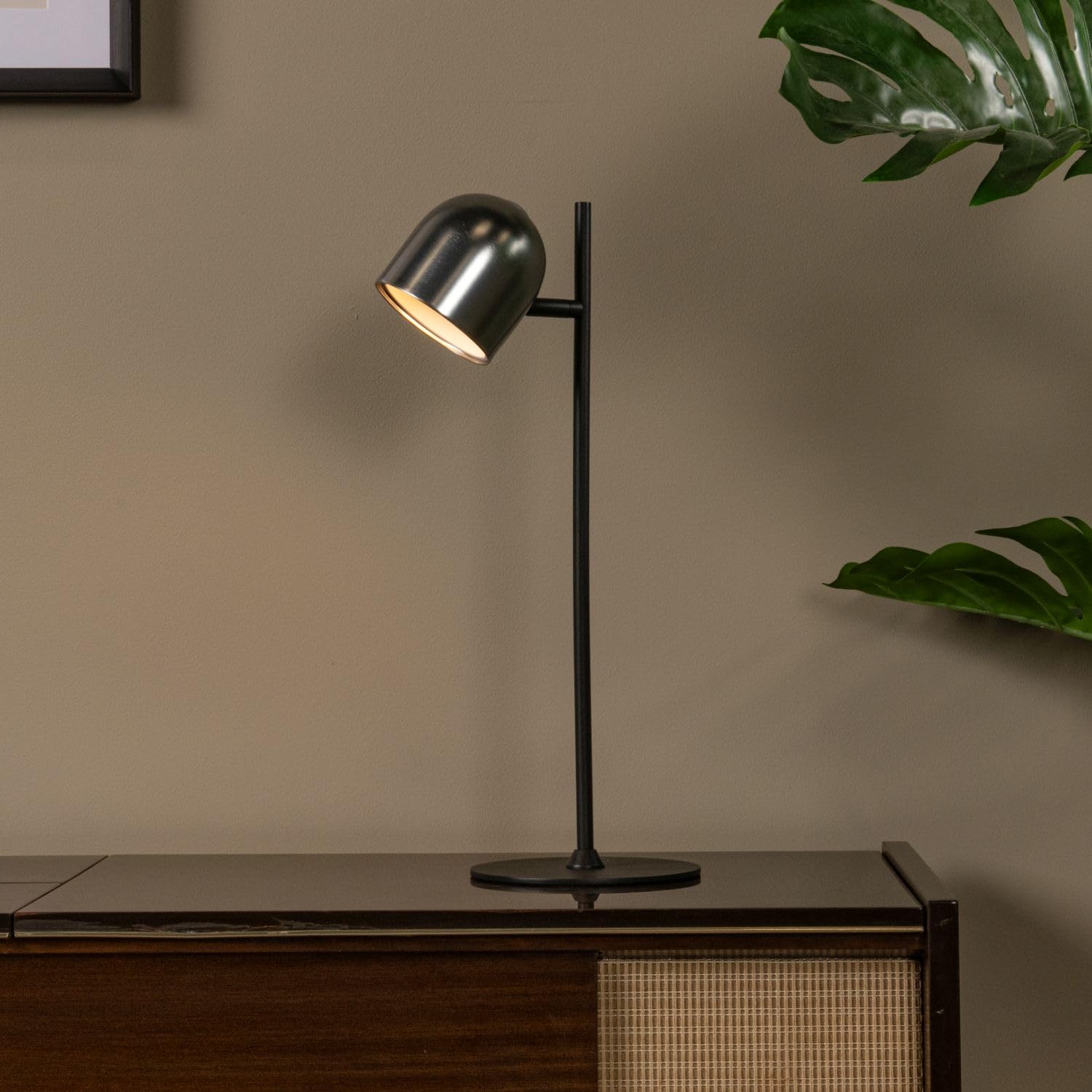 Licht-Erlebnisse LED Akku Tischleuchte Grau Schwarz Schreibtisch Wohnzimmer Büro 3000 K IP44 dimmbar Touchsensor H:46 cm Innen Außen Tischlampe Schlafzimmer