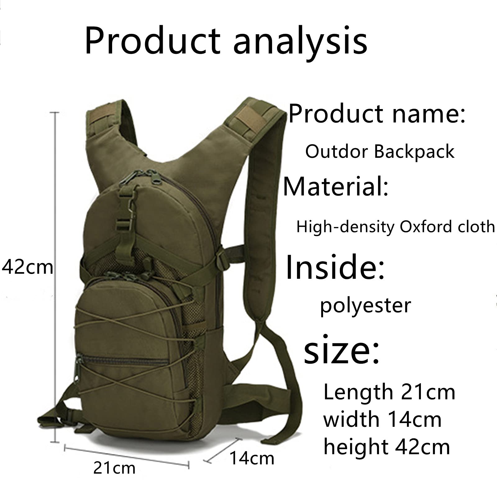 Militärischer taktischer Rucksack, 15 l Outdoor Reise MOLLE Armee Tagesrucksack für Klettern, Trekking, Wandern, Laufen, Radfahren, Sport