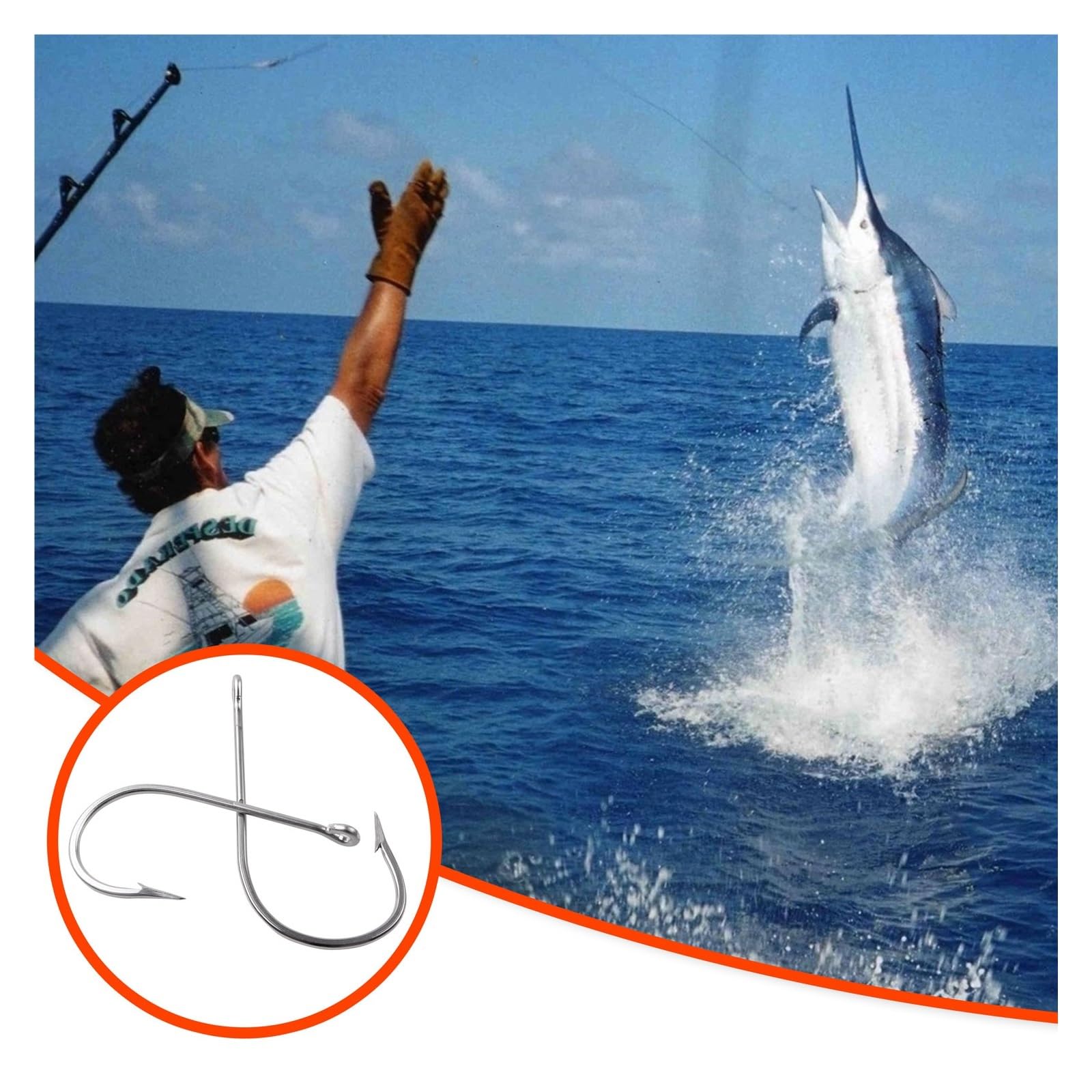 Amo da Pesca, ami da Pesca, 7731 Ami da Pesca for tonno Big Game Ami da Pesca Grandi in Acciaio Inossidabile Ami da Pesca affilati Extra Resistenti 10 Pezzi (Color : 160)